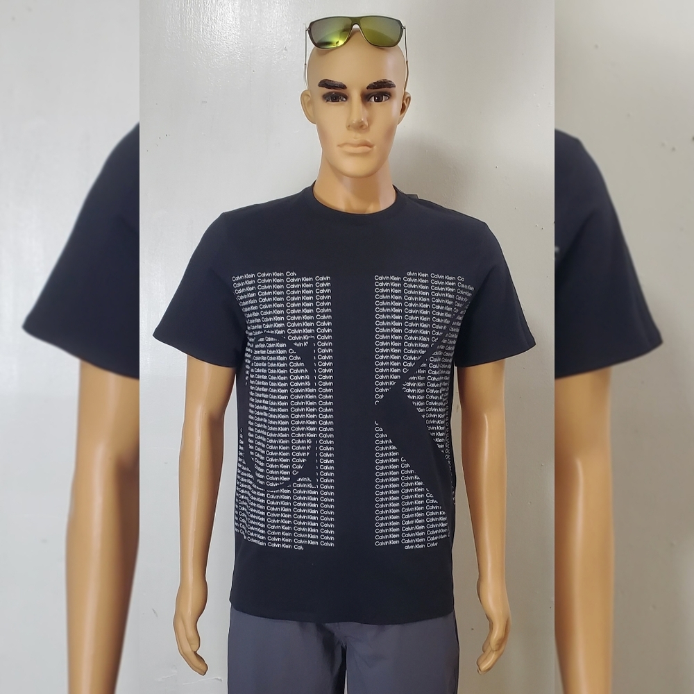 CALVIN KLEIN TSHIRT MEN'S CREW NECK SHORT SLEEVE GRAPHIC BIG LOGO SIZE S BLACK - Picture 2 of 12